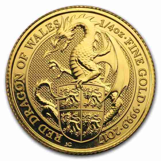 2017 quarter-ounce Gold Queen's Beasts Red Dragon of Wales coin