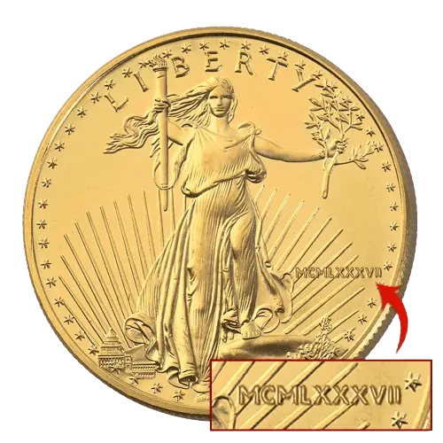 American Gold Eagle with Roman Numberals American Gold Eagle with Roman Numberals